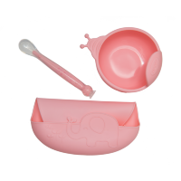 Набір силіконового посуду Happy, рожевий