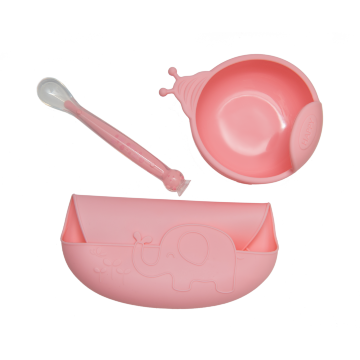 Набір силіконового посуду Happy, рожевий 