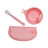 Набір силіконового посуду Happy, рожевий - 