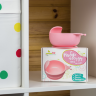 Комплект: Набор посуды розовый, Силиконовый Nibi Teether розовый и прорезыватель "Арбузик"  - 