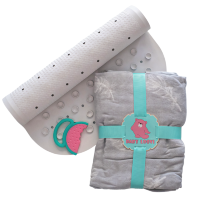 Набор: Антискользящий коврик XL, муслиновая пеленка, силиконовый прорезыватель "Арбузик"