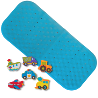 Комплект для купания: коврик XL голубой и игрушки Fixi «Первый транспорт»